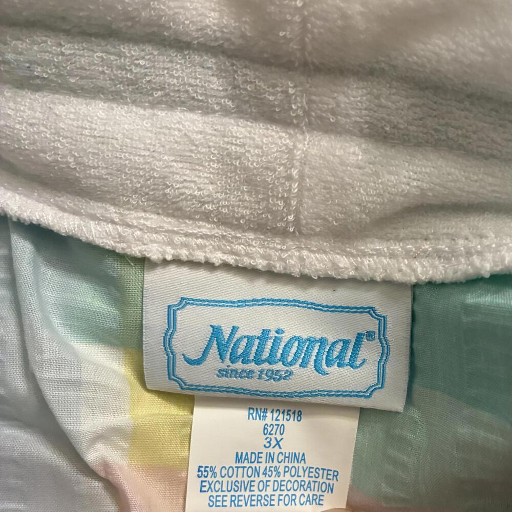 Pastel Patchwork Patterned Lightweight Robe W Zip… - image 6